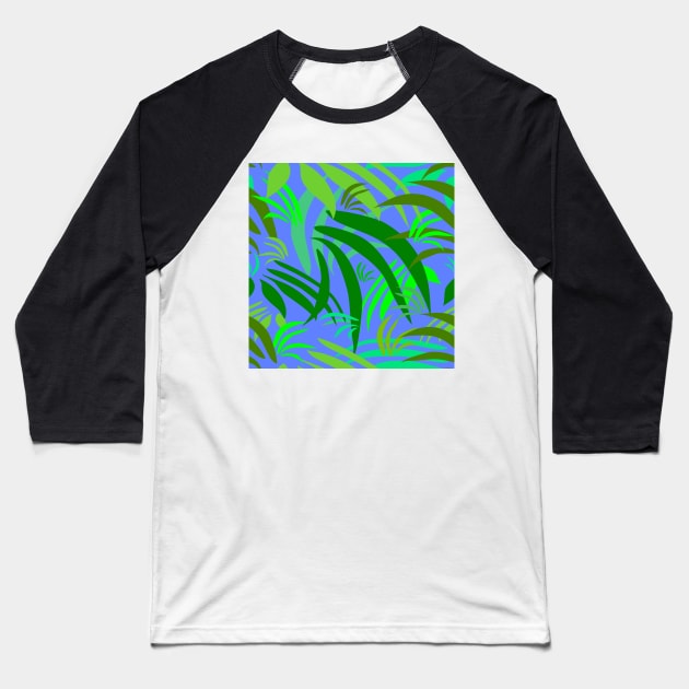 Fronds on Periwinkle Repeat 5748 Baseball T-Shirt by ArtticArlo